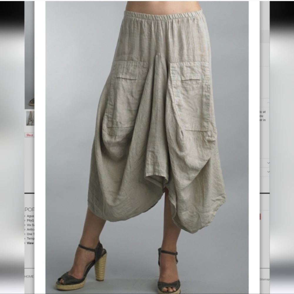 Tempo Paris Made In Italy Lagenlook Bubble Asymetrical Skirt Large